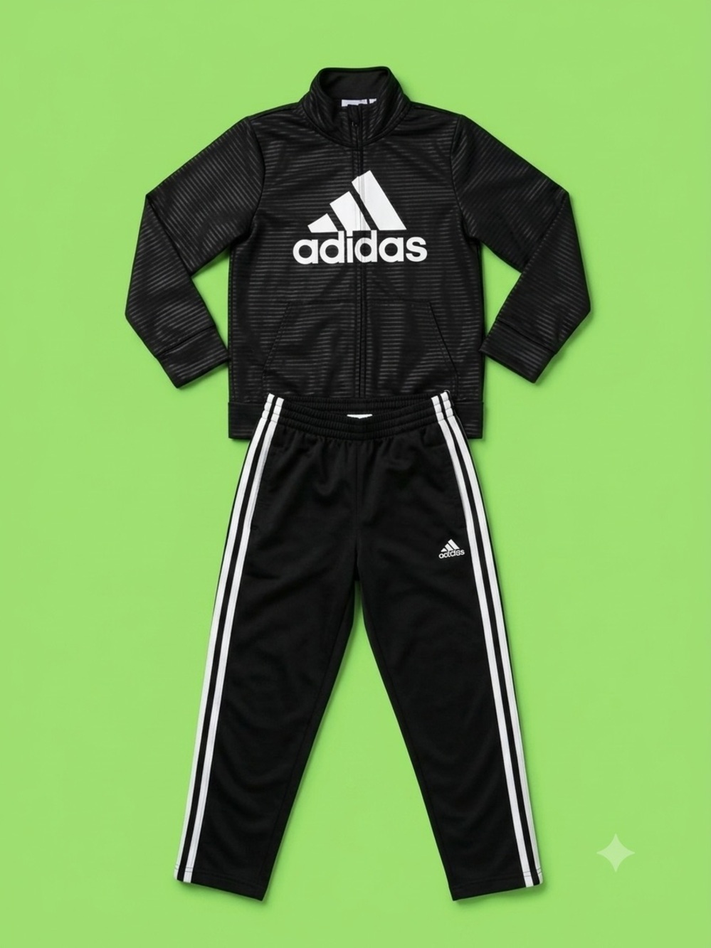 adidas Black & White Logo Track Jacket and Pants Set
